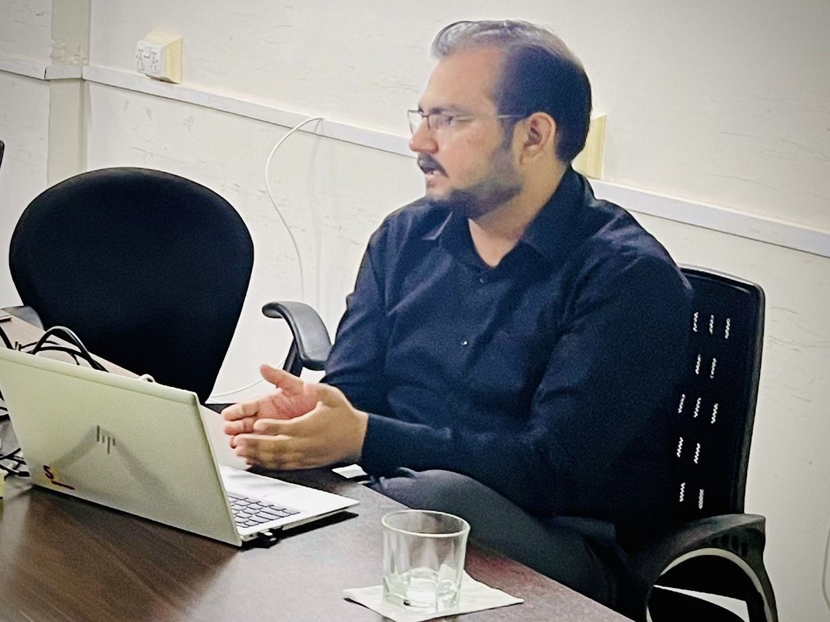 In discussion during a planning meeting